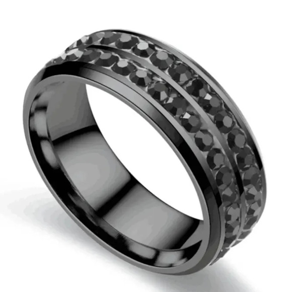 CZ Black Sapphire diamond like fashion ring, US10 - Picture 1 of 3